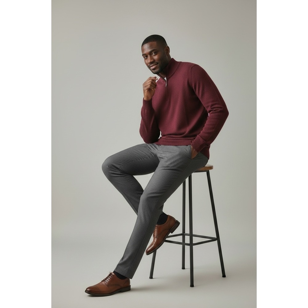 $295+ NWT Michael Kors Mens 100% Cashmere Half Zip Maroon Sweater Preppy Work/L